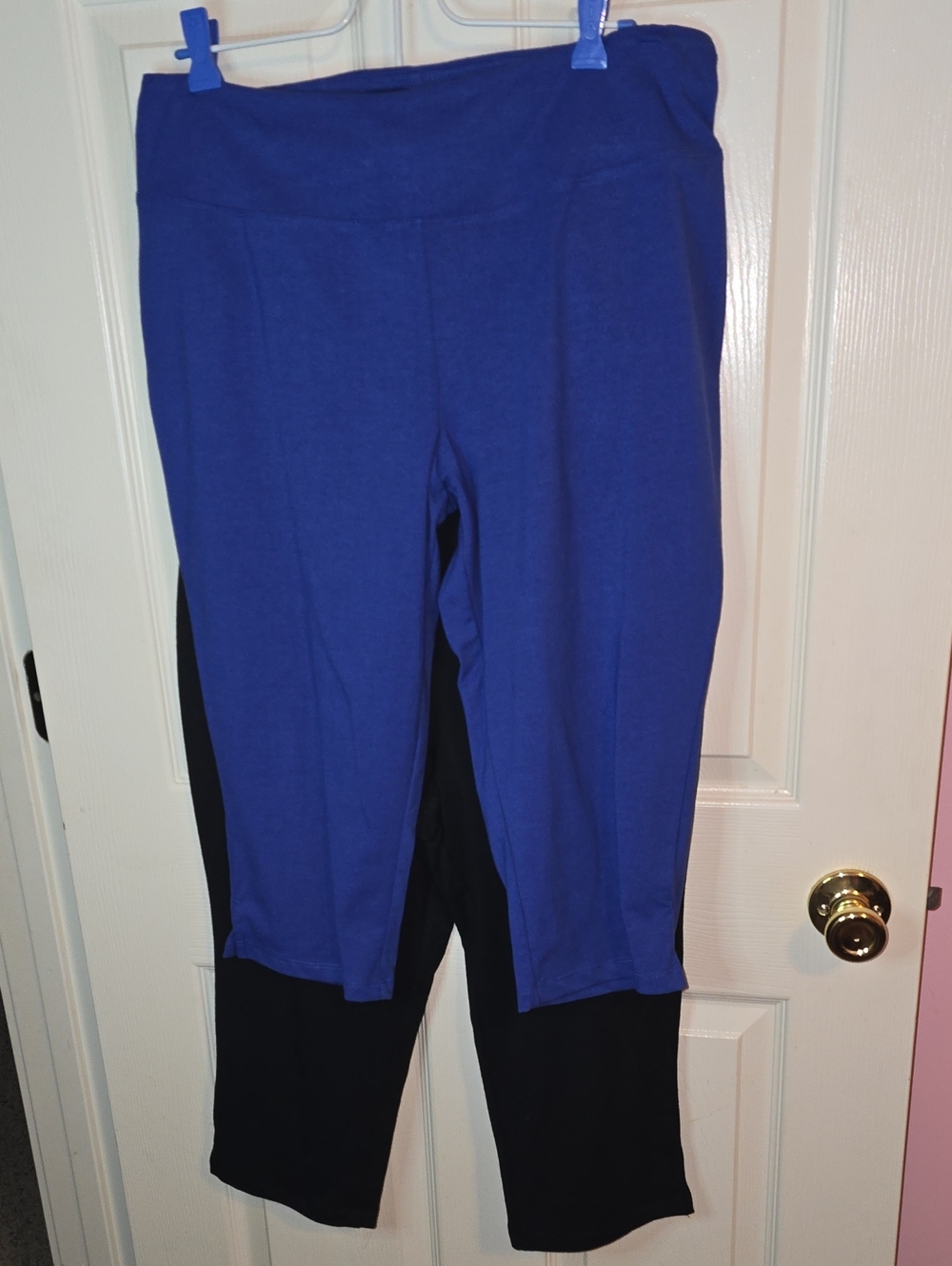 Women with Control Blue and Black Capris